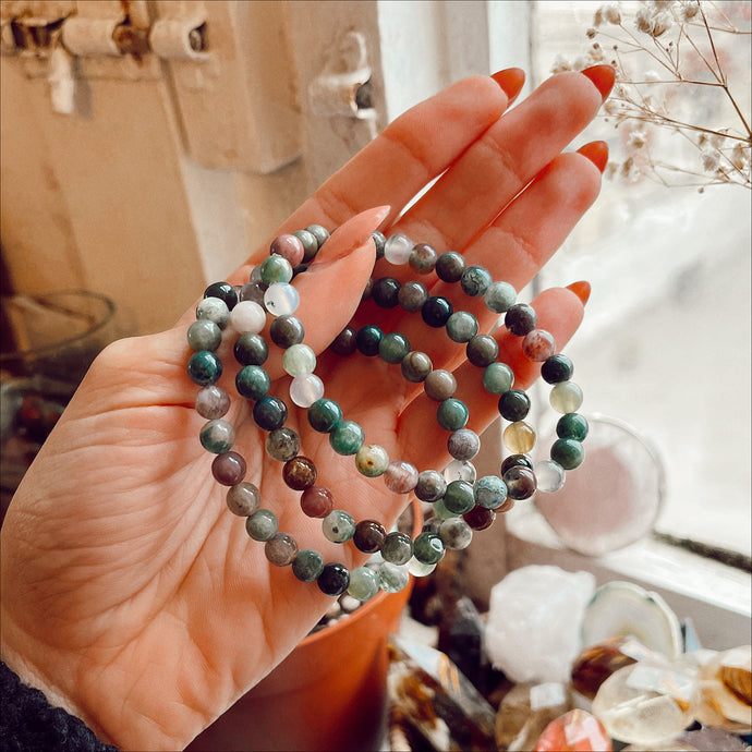 Indian Agate Beaded Bracelet